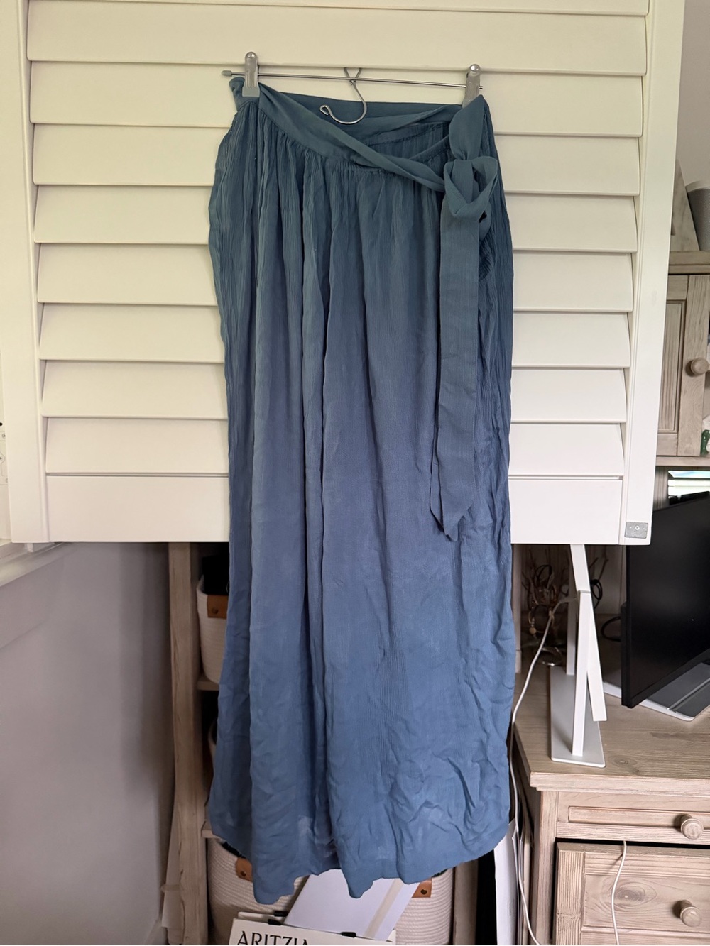blue wide-leg tie-side beach pants - free people